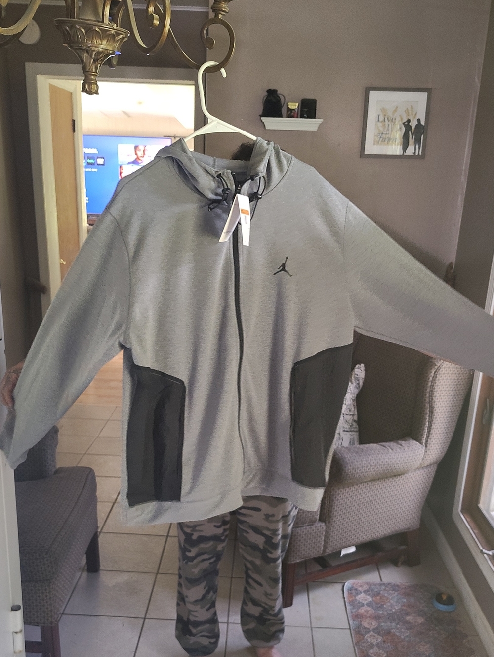 Jordan Gray and Black Full-Zip Hoodie